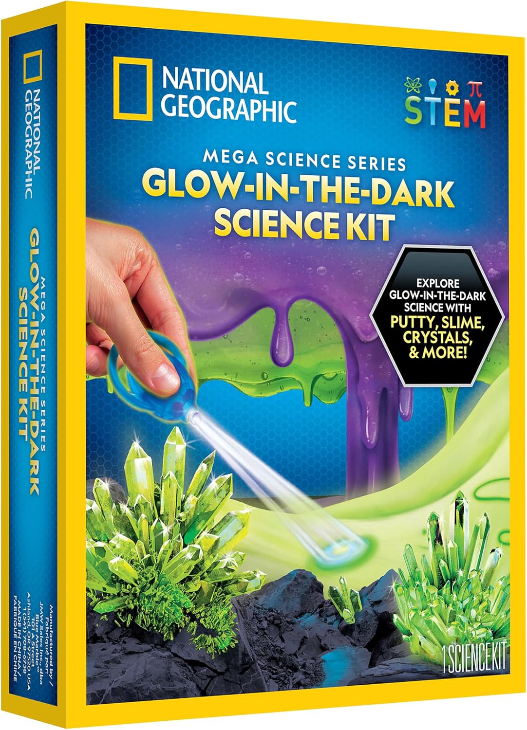 NATIONAL GEOGRAPHIC Mega Science Kit – Glow in The Dark Lab with Crystal Growing Kit, Slime Making, Glowing Putty, and More Science Experiments, Slime Kit for Boys and Girls (Amazon Exclusive)