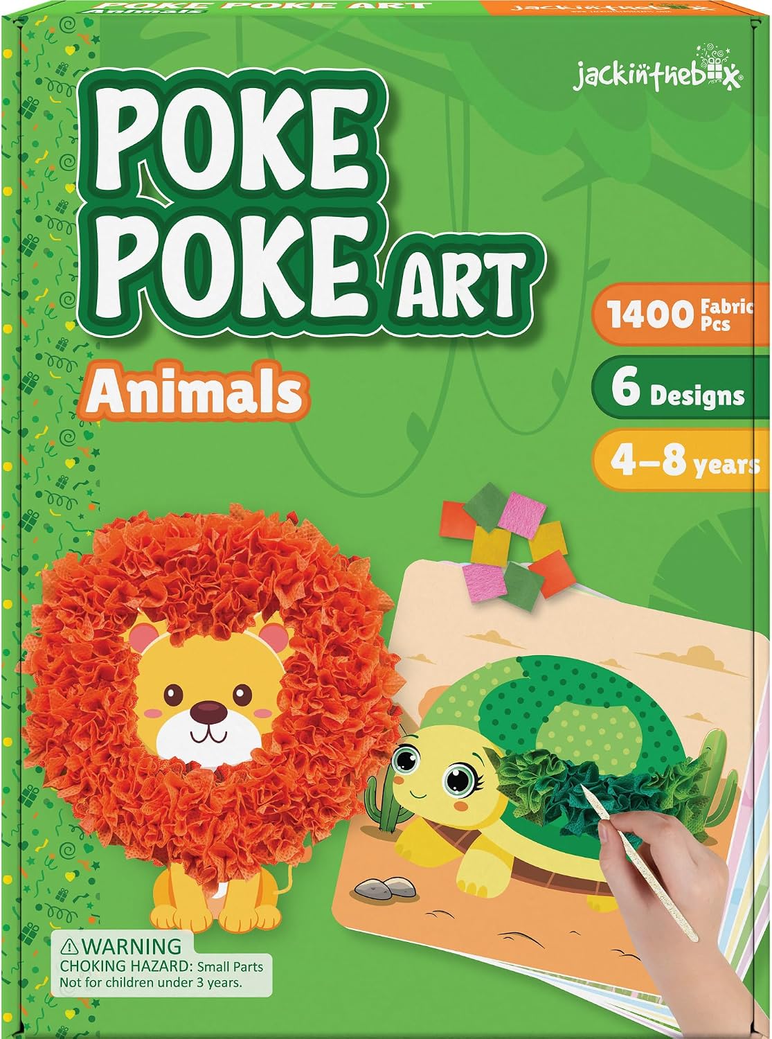 jackinthebox Poke Poke Art – Animals Theme, Mess-Free Fabric Art and Craft, Flower Pressing Kits, Gift for Kids, Gift for Girls and Boys Ages 4 5 6 7 8