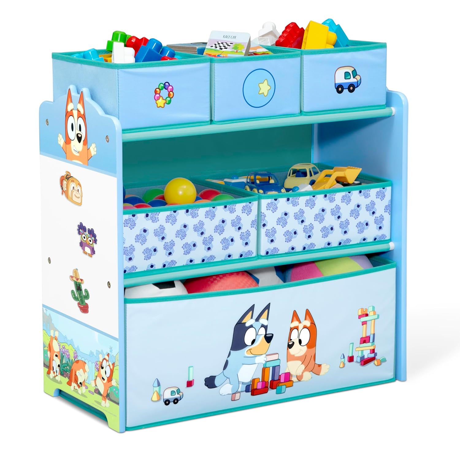 Delta Children – Bluey Design & Store 6 Bin Toy Storage Organizer – Greenguard Gold Certified, Blue