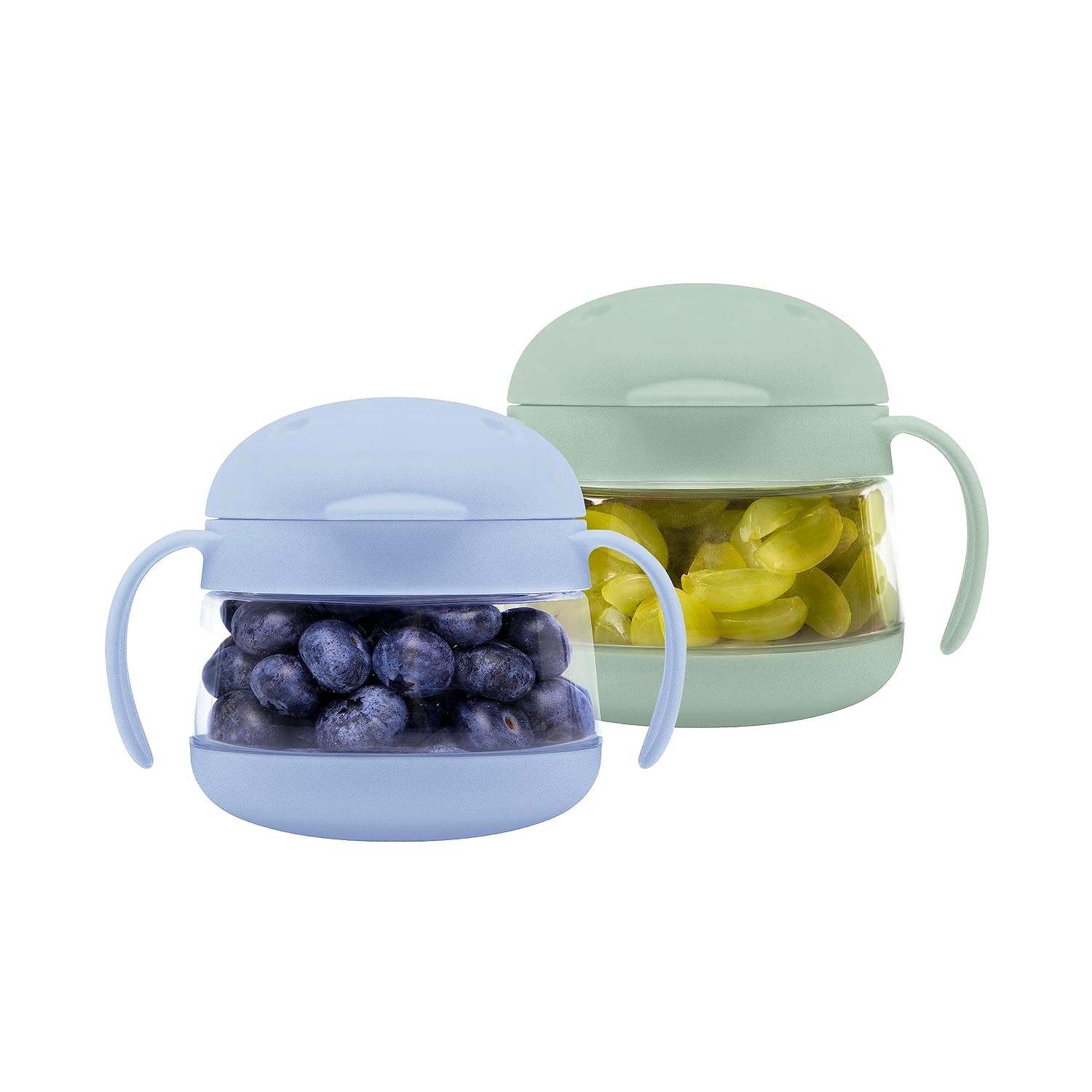 Ubbi Tweat Snack Containers for Kids & Toddlers, BPA-Free Tritan Spill-Proof Toddler Snack Cups, Portable Travel Food Storage, Summer Essentials for Kids, Sage Green & Blue