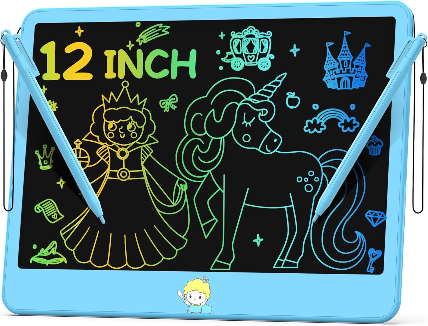 Hockvill LCD Writing Tablet for Kids 12 Inch, Toys for Boys Girls Drawing Pad for 3 4 5 6 7 Year Old Kids Toys, Toddler Erasable Doodle Board Travel Essentials, Christmas Birthday Gift for Kids – Blue | 12″ LCD writing tablet for kids to draw, write and learn, reusable screen for daily creativity