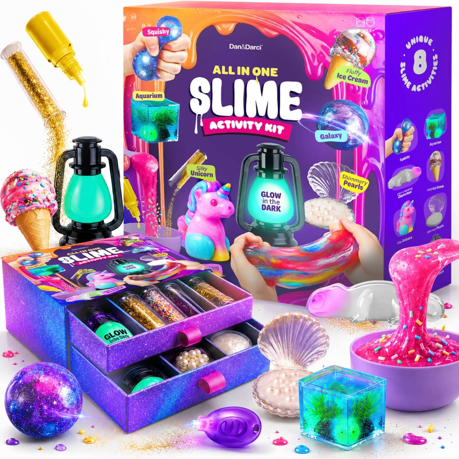 Slime Kit for Girls Ages 8-12 – All-in-One DIY Slime Making Kit, Galaxy Unicorn Glow-in-the-Dark Slime Set, Birthday Gift for Tween Girls 8 9 10 11 12