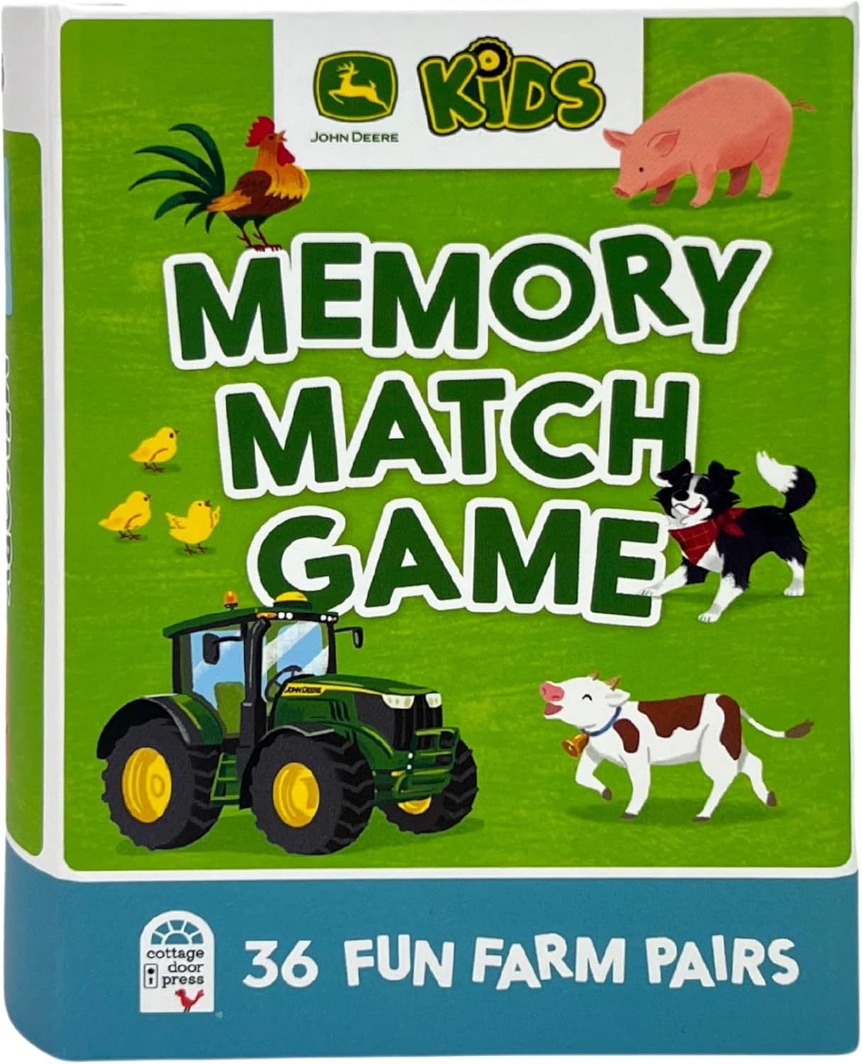 Cottage Door Press John Deere Memory Matching Game for Kids Ages 3+ 72 Large Thick Cards Including Farm Animals and Tractors in a Sturdy Compact Box