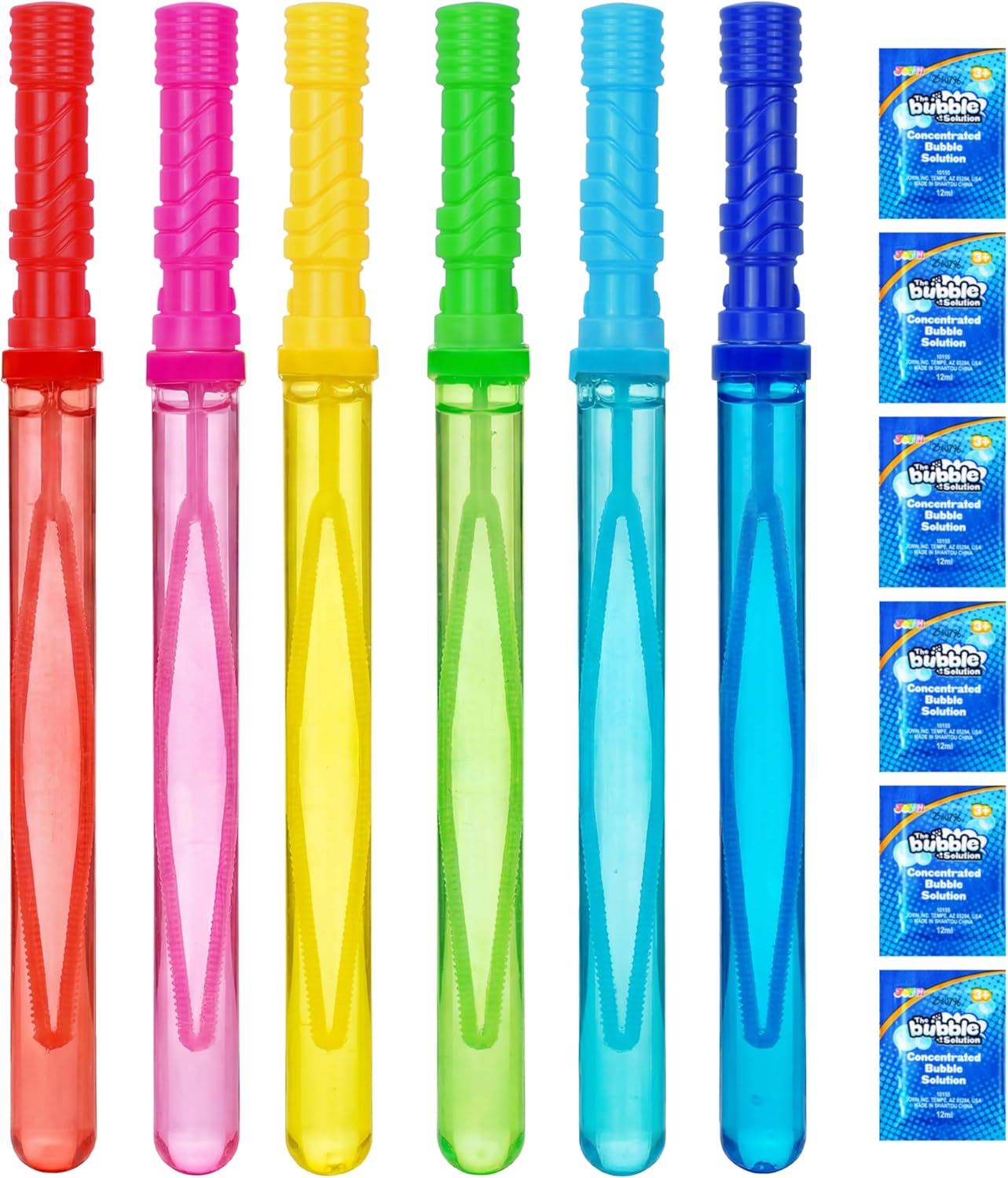 JOYIN 14.6’’ Big Bubble Wands for Kids, 6 PCS Bubble Wand with Refill Solution for Summer Toy Party Favor, Outdoors Toy Activity, Easter Basket Stuffers, Birthday Gift