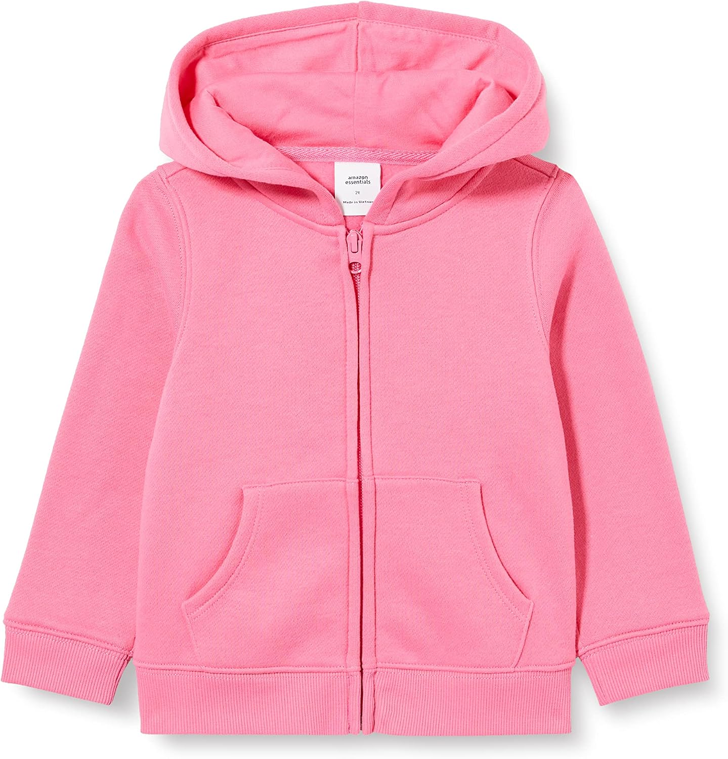 Amazon Essentials Girls and Toddlers’ Fleece Zip-Up Hooded Sweatshirt with Lined Hood and Rib Knit Detail