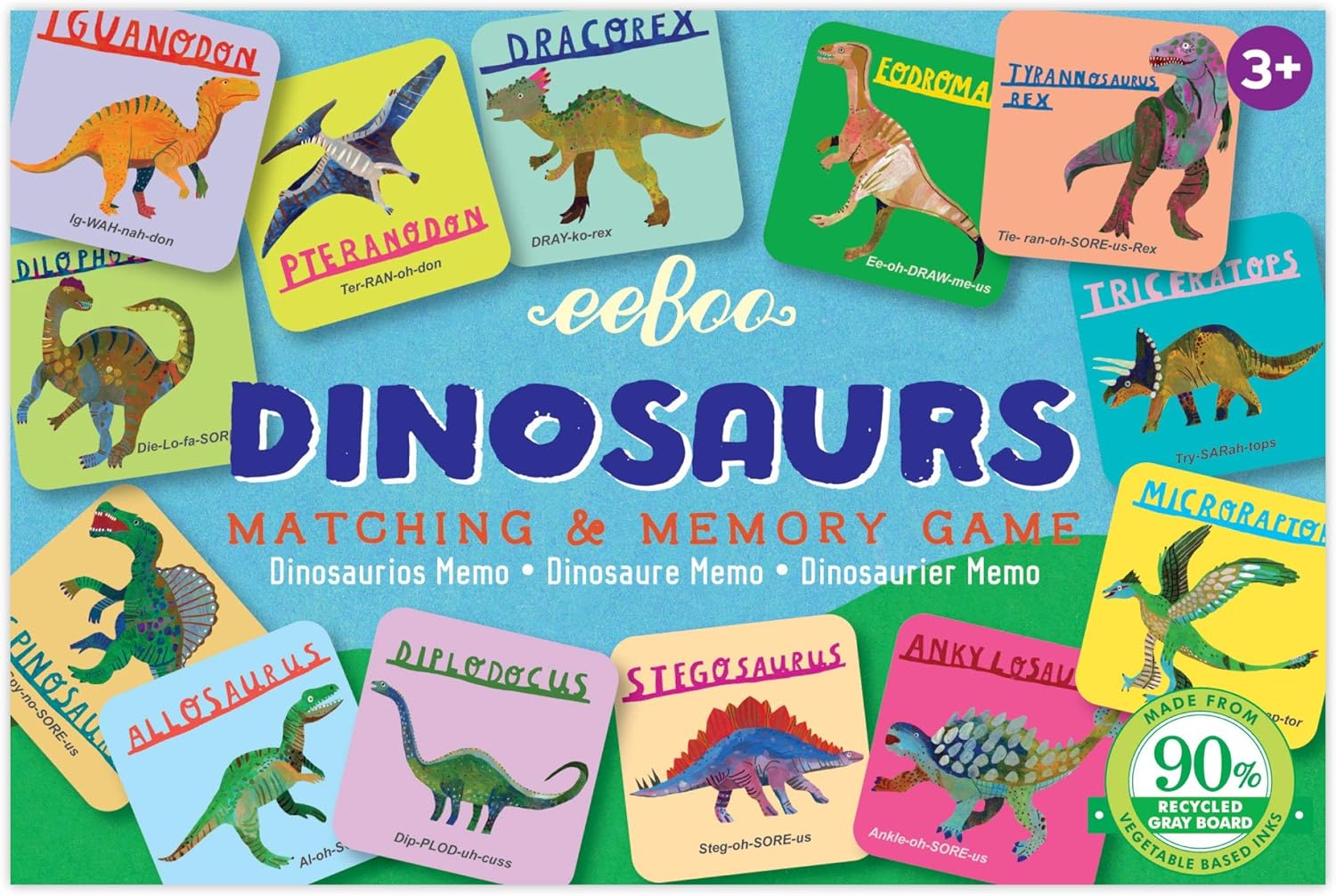 eeBoo: Memory & Matching Game- Little Dinosaurs- 18 Pairs to Match & Memorize, Encourages Recognition & Concentration Skills, Kids Ages 3+