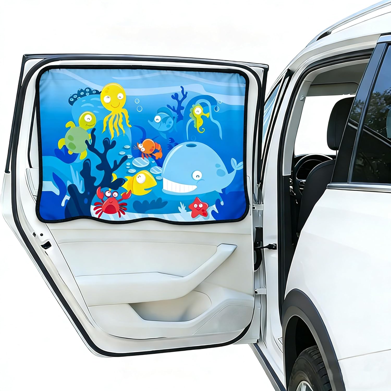 Magnetic Car Window Shade for Baby,Blackout Car Shades for Side Window,1PCS | Car Window Curtain,Sun Shade for Car Window baby,Cartoon Car Window Cover,UV Protection &Heat Blocking(Underwater World)