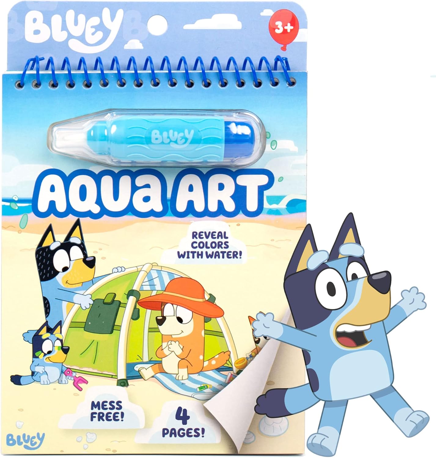 Horizon Group USA Bluey Aqua Art – Reusable Water Reveal Activity Pages With Water Pen for No-Mess Drawing and Coloring