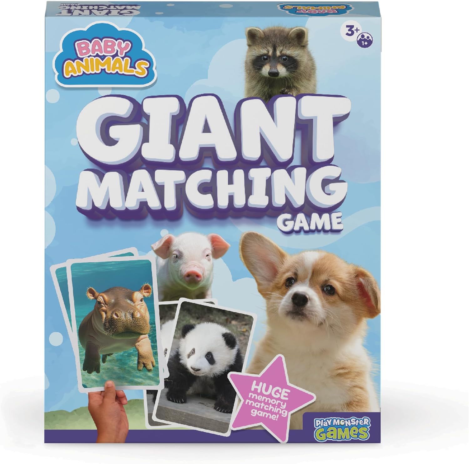 Giant Matching Game Baby Animals – Summer Toys – Game Night – Travel Games – Memory, Learning Game – Jumbo Playing Cards – Card Game for Kids and Adults -Ages 3+