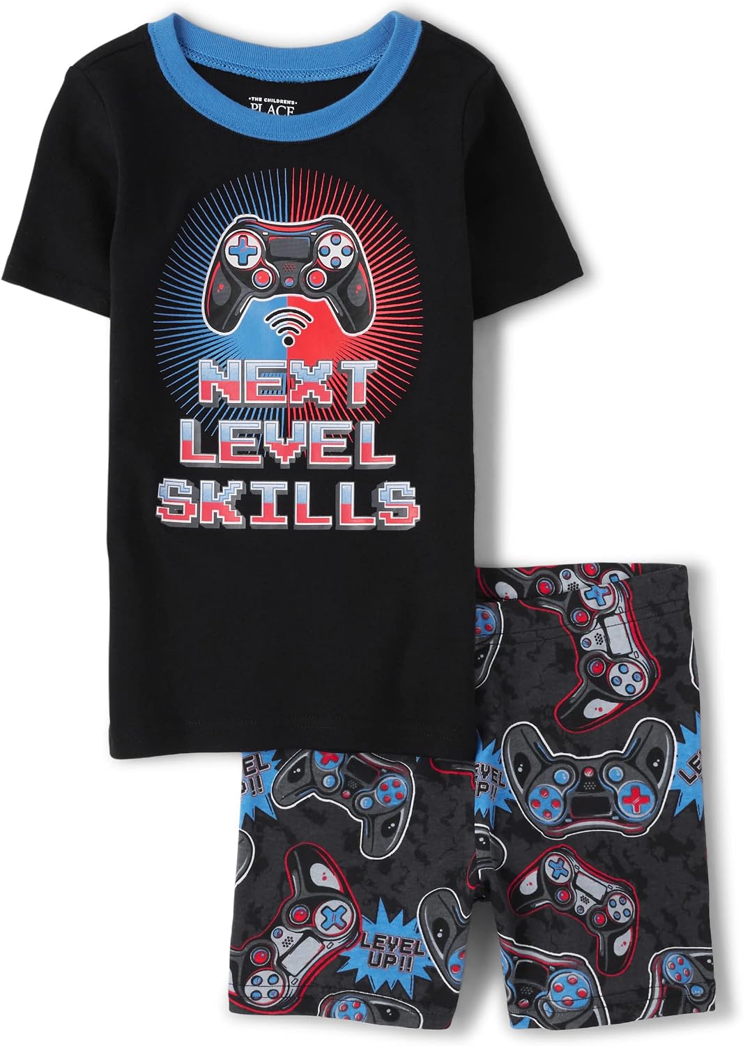The Children’s Place Boys’ Short Sleeve Top and Shorts Snug Fit 100% Cotton 4 Piece Pajama Set