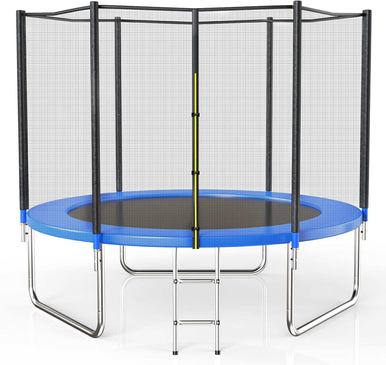 AOTOB 8FT 10FT 12FT 14 FT 15FT Trampoline with Safety Enclosure Net，Outdoor Trampoline with Basketball Hoop, Heavy Duty Jumping Mat and Spring Cover Padding for Kids and Adults, Storage Bag and Ladder