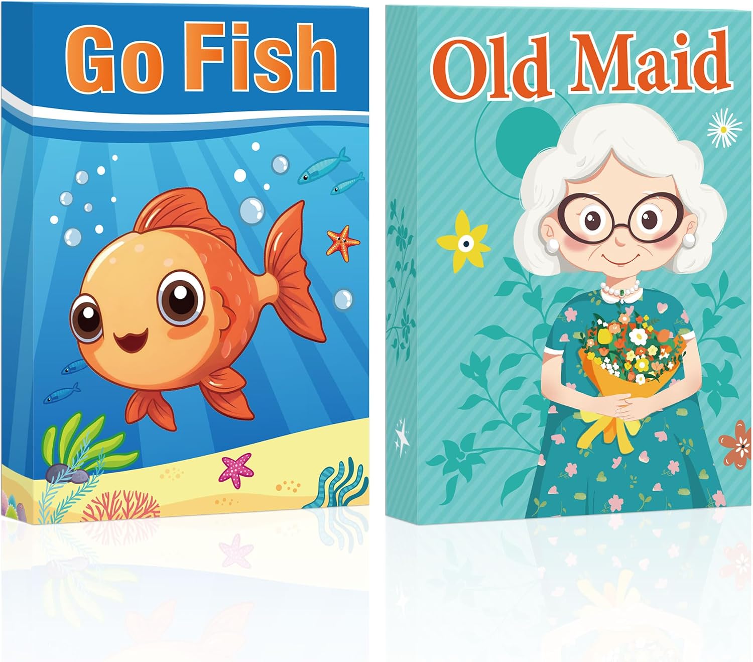 Card Games,Go Fish,Old Maid Card Game for Kids Toddler,2 Decks of Classic Fun Card Game for Game Nights and Family Gatherings,Great Gifts for Birthday Christmas Stocking Stuffers (Go Fish&Old Maid)