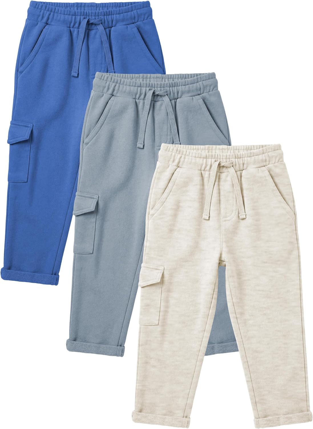 Andrew Scott Kids French Terry Joggers | 100% Cotton | Drawstring & Pockets Pants | Boys Girls | Multi Packs & Colors