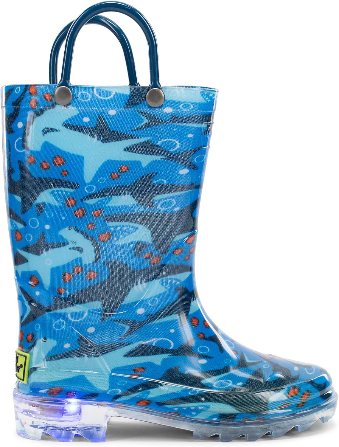 Western Chief Lighted Kids Rain Boots | Waterproof Light Up Toddler and Little Kid Boots | Pull On Handles, Flashing Lights, Puzzlepairs Comfort EVA Insole, PVC Lug Outsole | Boys and Girls