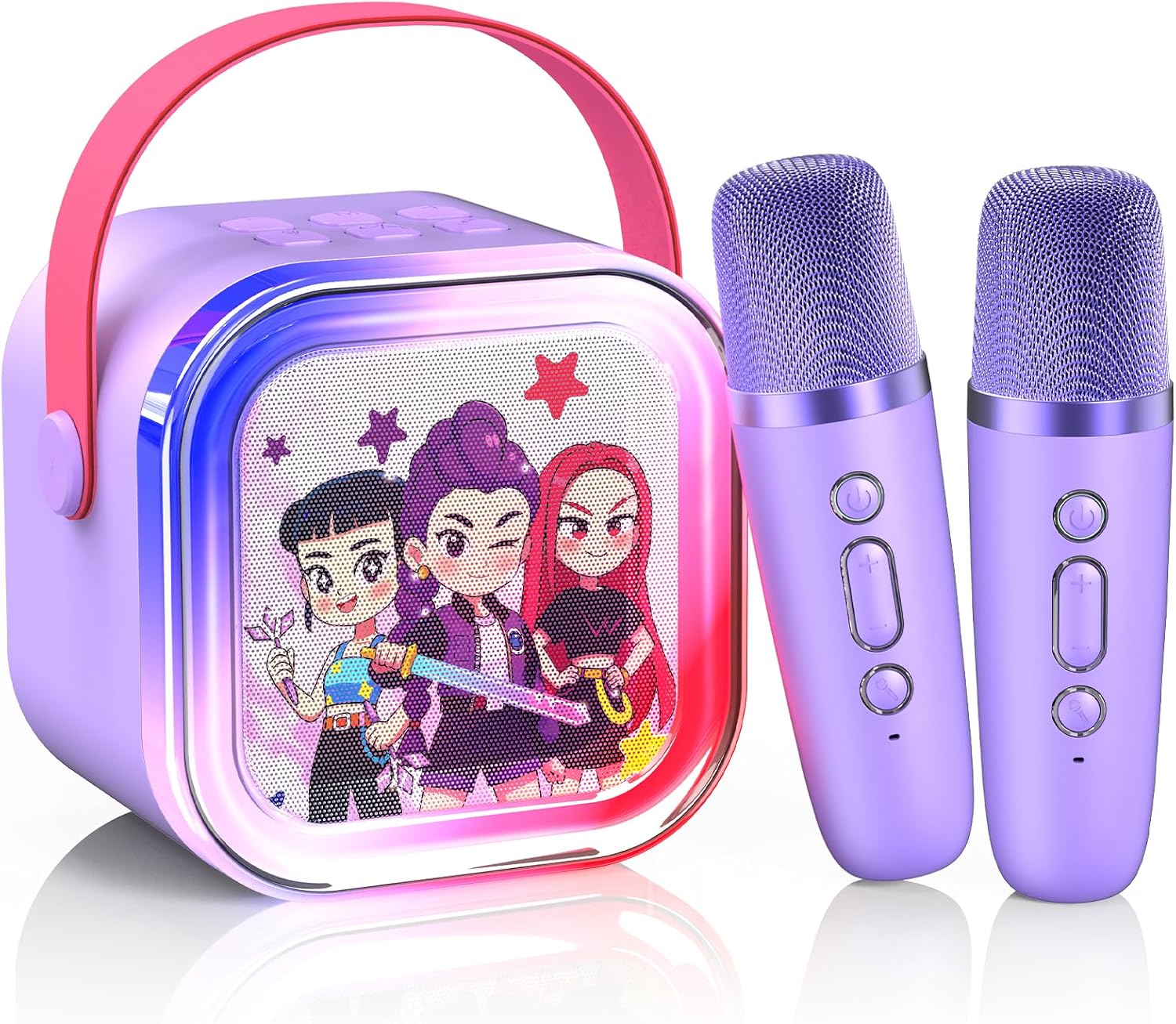 Mini Karaoke Machine for Kids Ages 3-12: Portable Bluetooth Speaker with 2 Wireless Microphone, LED Light Show for Kids 3 4 5 6 7 8 9 10 Year Old Girls Toys Birthday Gifts Toddler