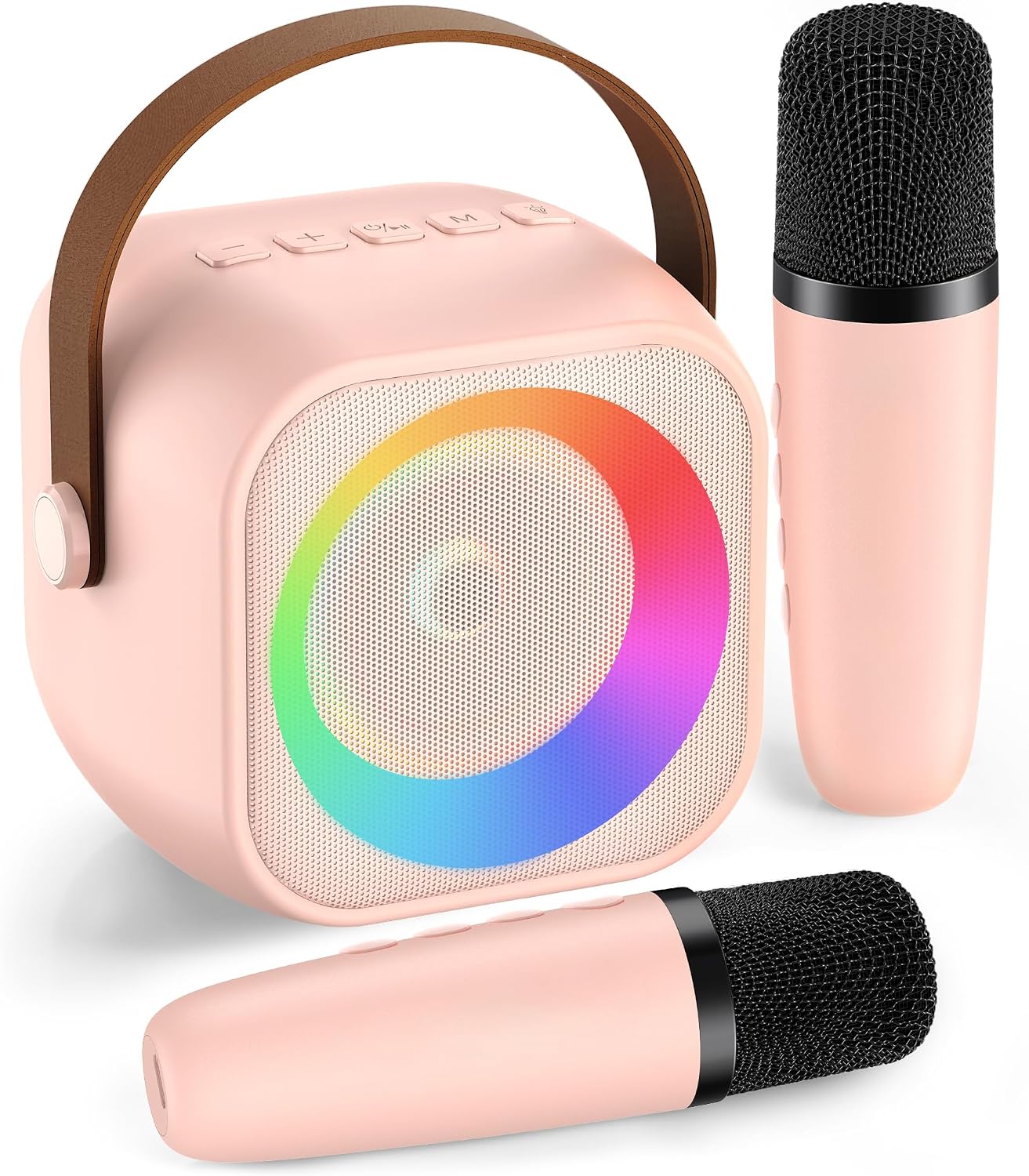 Karaoke Machine for Kids Adults, Mini Portable Bluetooth Karaoke Speaker with 2 Wireless Microphone and Lights, Christmas Birthday Gifts for Girls Ages 4, 5, 6, 7, 8, 9, 10, 12+ Family Home Party
