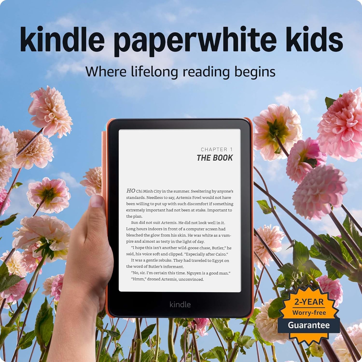 Amazon Kindle Paperwhite Kids 16GB (newest model) – larger 7″ glare-free display – Kids read an average of 1+ hour per day with Kindle – Starfish