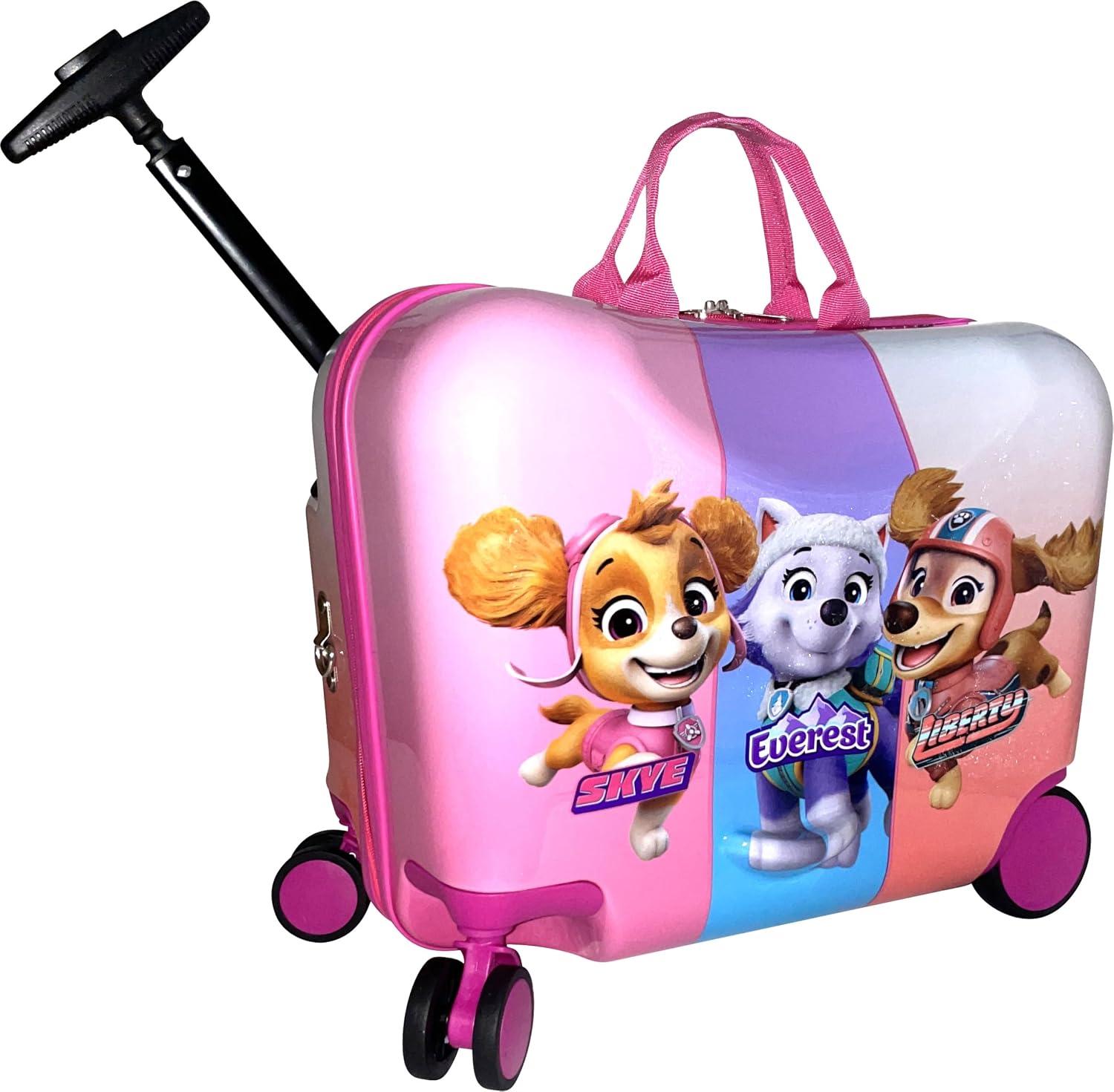 Fast Forward Ride-On 18″ Suitcase For Kids/Tow-Along Toddler Carry-On Luggage With Wheels (Paw Patrol-Girls)