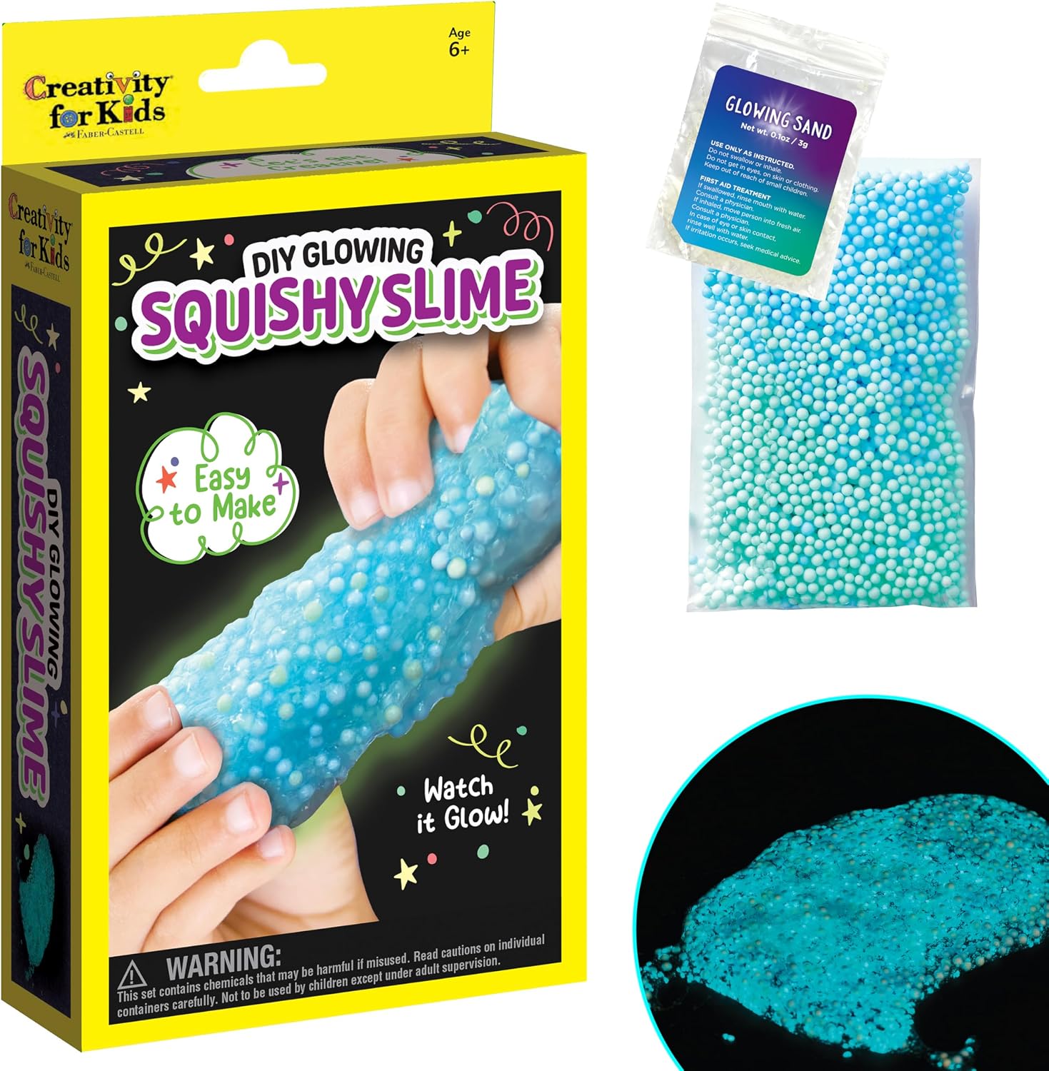 Creativity for Kids DIY Glowing Squishy Slime Kit | Hands-On STEM Activity & Sensory Toy | Mix, Stretch & Glow Mess-Free Fun | Great Gifts & Summer Fun Crafts (Ages 6+)