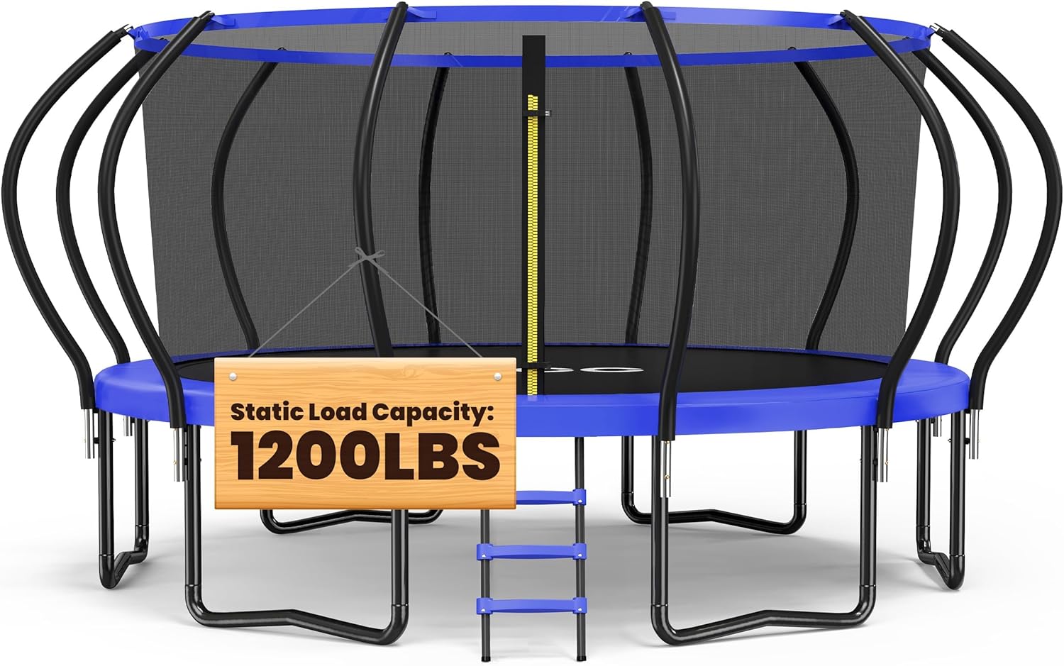 ORCC Kids Trampoline Outdoor 8FT 10FT 12FT 14FT 15FT 16FT with Enclosure, Non-Slip Ladder & Anti-Rust Coated Frame, 1200LBS Weight Capacity Recreational Backyard Large Trampoline for Kids & Adults