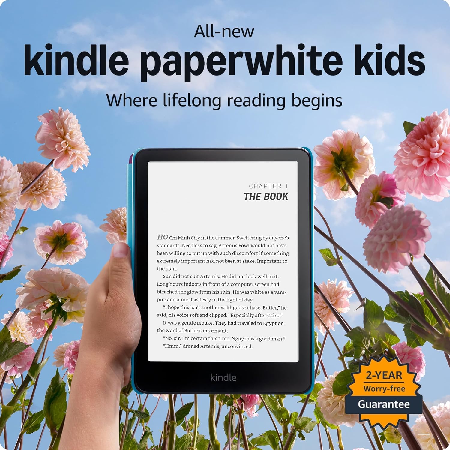 Kindle Paperwhite Kids Essentials Bundle including All-new Kindle Paperwhite Kids (16GB) – Cyber City and Power Adapter