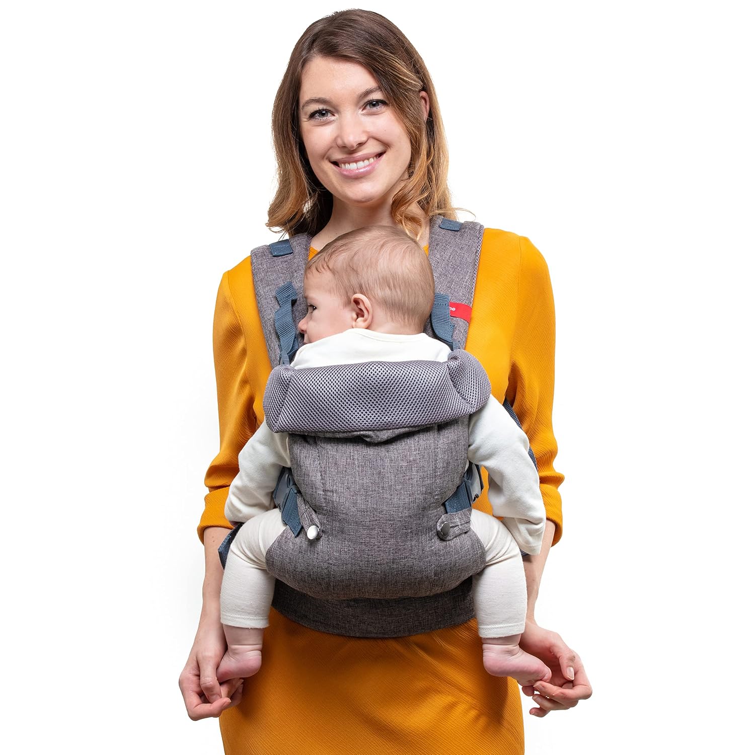 You+ME 4-in-1 Breathable Baby Carrier Newborn to Toddler 8–32 lbs – Certified Hip Healthy, Convertible Baby Holder Carrier with Adjustable Seat, 3D Mesh Panels, Detachable Bib & Head Support (Gray)