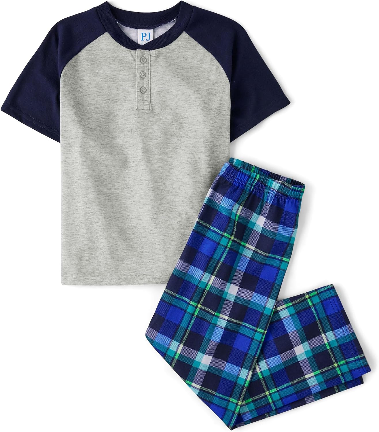 The Children’s Place Boys’ 100% Cotton Short Sleeve Top and Pants, 2 Piece Pajama Set