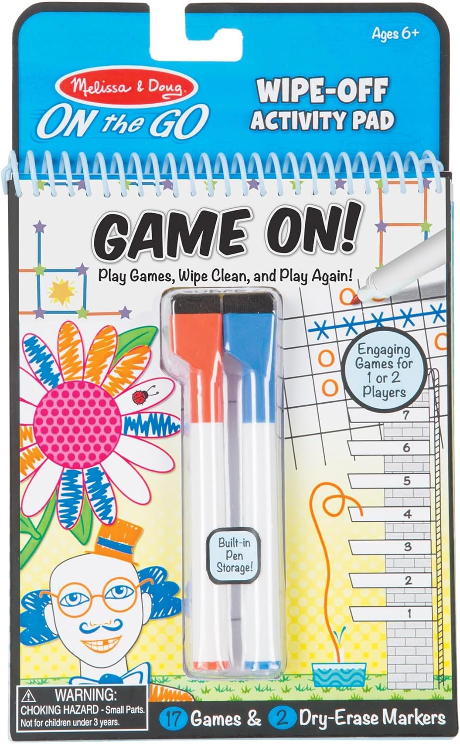 Melissa & Doug Write-On Reusable Games Activity Book – Travel Games and Kids Games With Dry Erase Markers for Kids, Road Trip Activities for Kids, Ages 6+ – FSC Certified