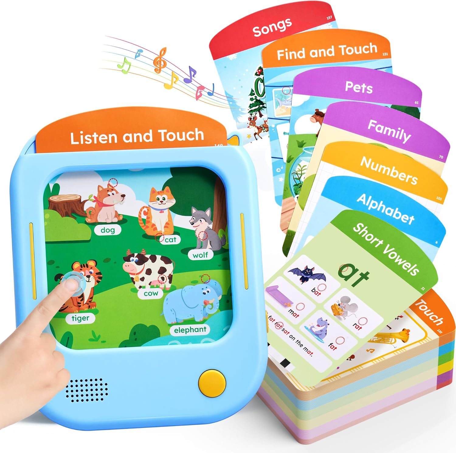 JoyCat Kids Learning Tablet, Phonics Talking Flash Cards, Learn to Read with 156 Pages, 40+ Themes, 600+ Words, 100+ Interactive Games, Screen-Free Toddler Learning Toys Gifts for 2-6 Year Old