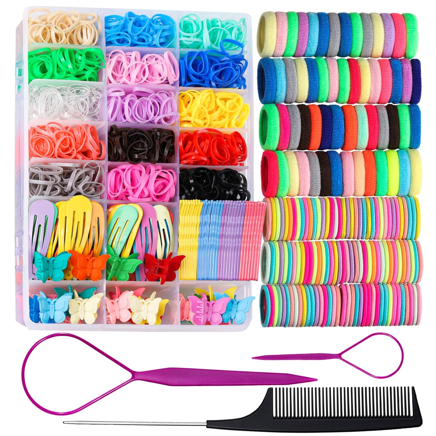 Teenitor Hair Rubber Bands Elastic Hair Ties, Hair Accessories for Girls, Colorful Rubber Bands for Hair Baby Hair Ties, Hair Elastic for Toddler Girls Kids
