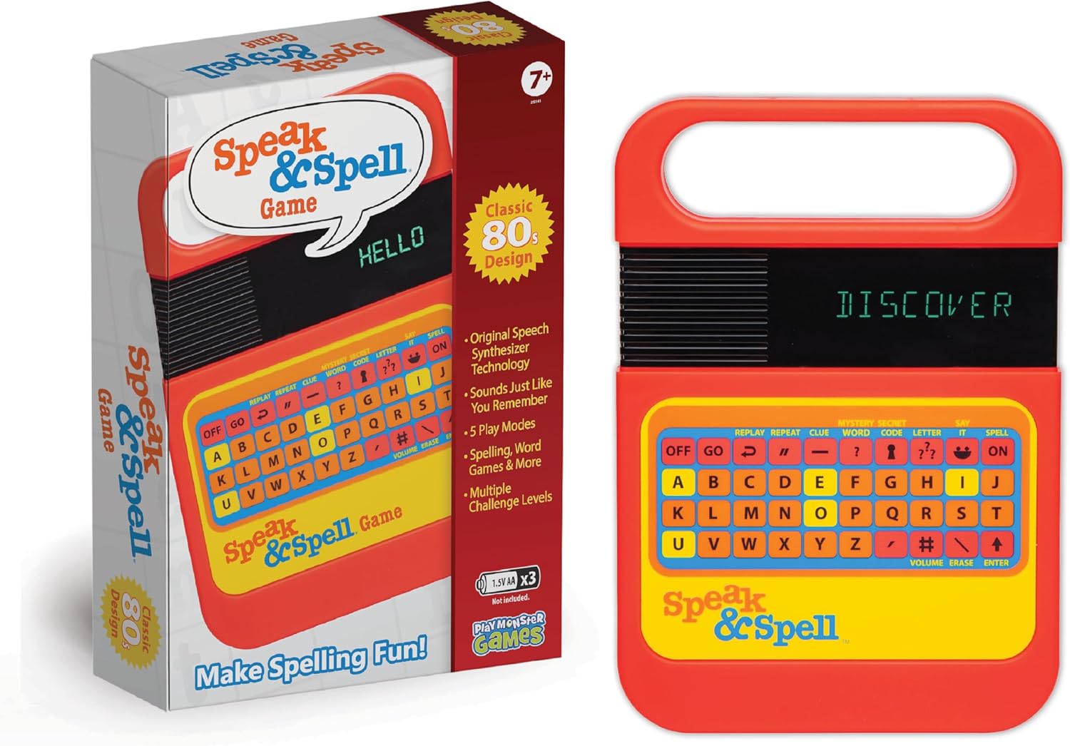 Speak & Spell Electronic Game – Educational Learning Toy, Spelling Games, 80s Retro Handheld Arcade, Autism Toys, Activity for Boys, Girls, Toddler, Ages 7+