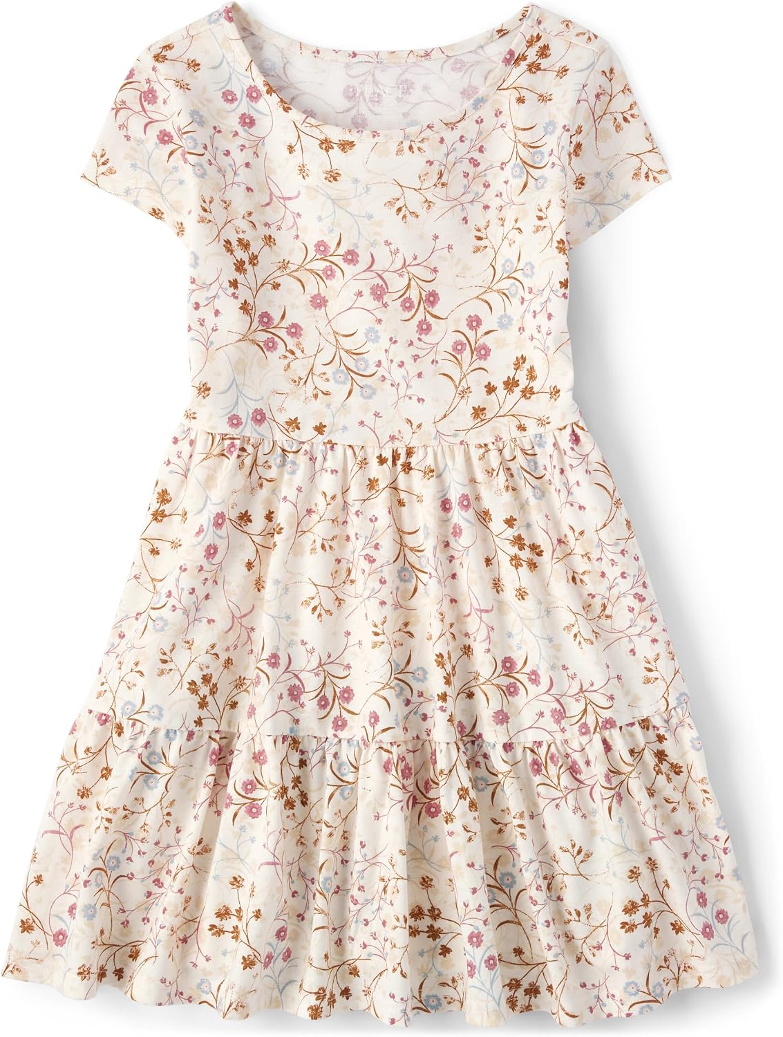 The Children’s Place Girls’ Plaid Stretch Jacquard Short Sleeve Dress