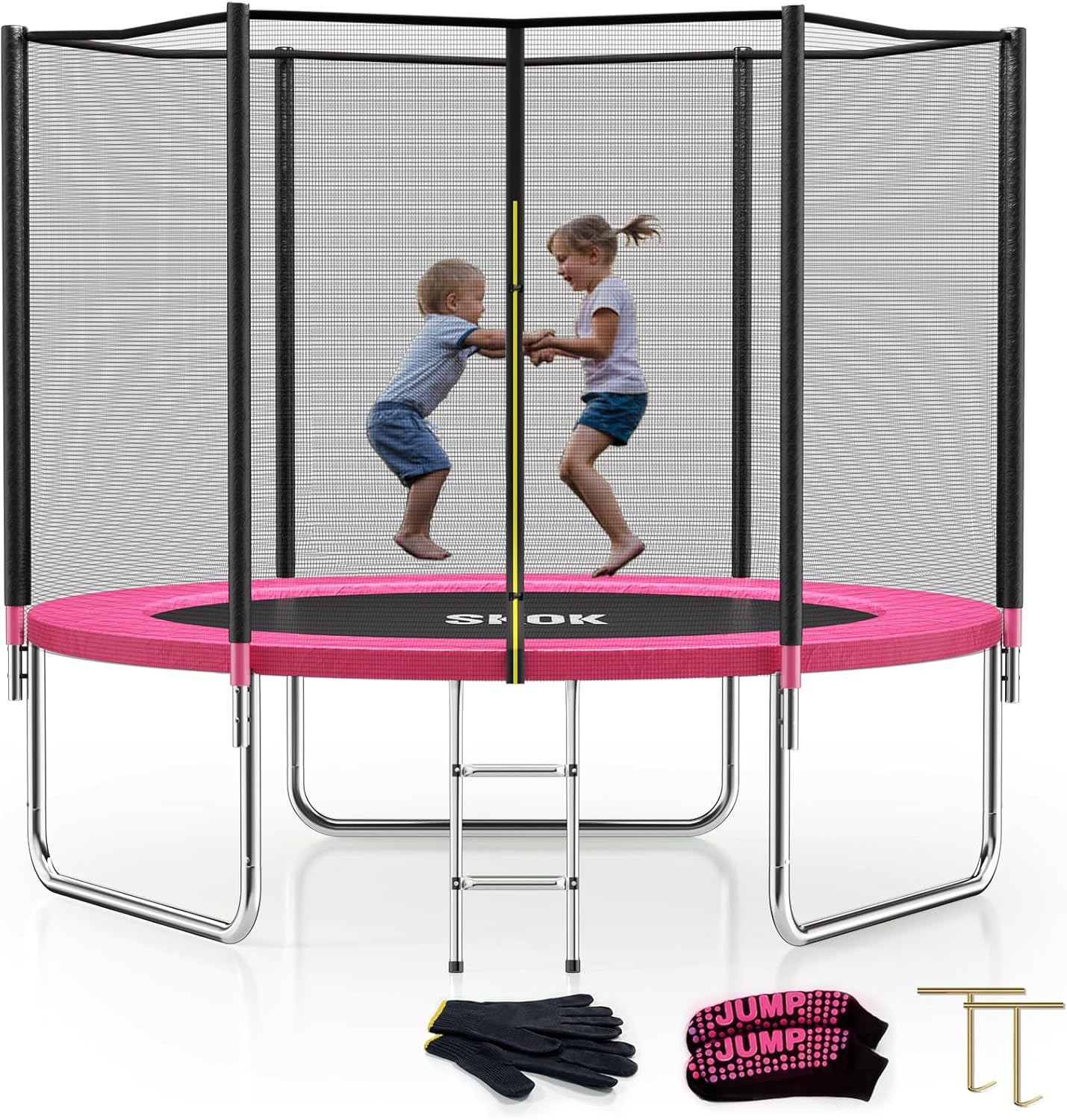 SKOK Trampoline for Kids,400LBS Outdoor Trampoline with Net-ASTM Approved Trampoline for Children and Adults