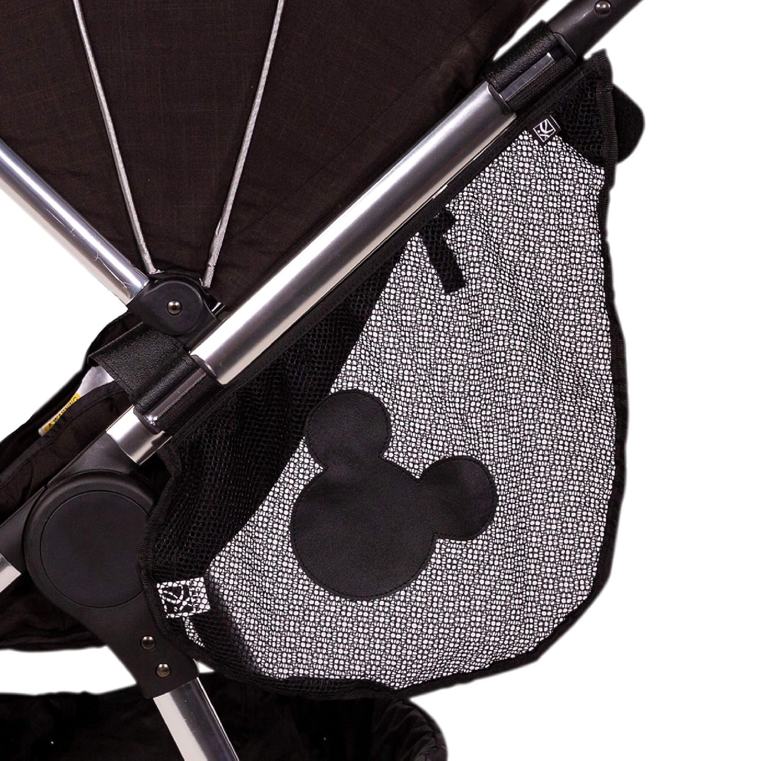 Disney Baby by J.L. Childress Side Sling Stroller Cargo Net – Stroller Organizer Attachment for Storage, Mesh Bag for Baby Accessories, Universal Fit – Mickey, Black