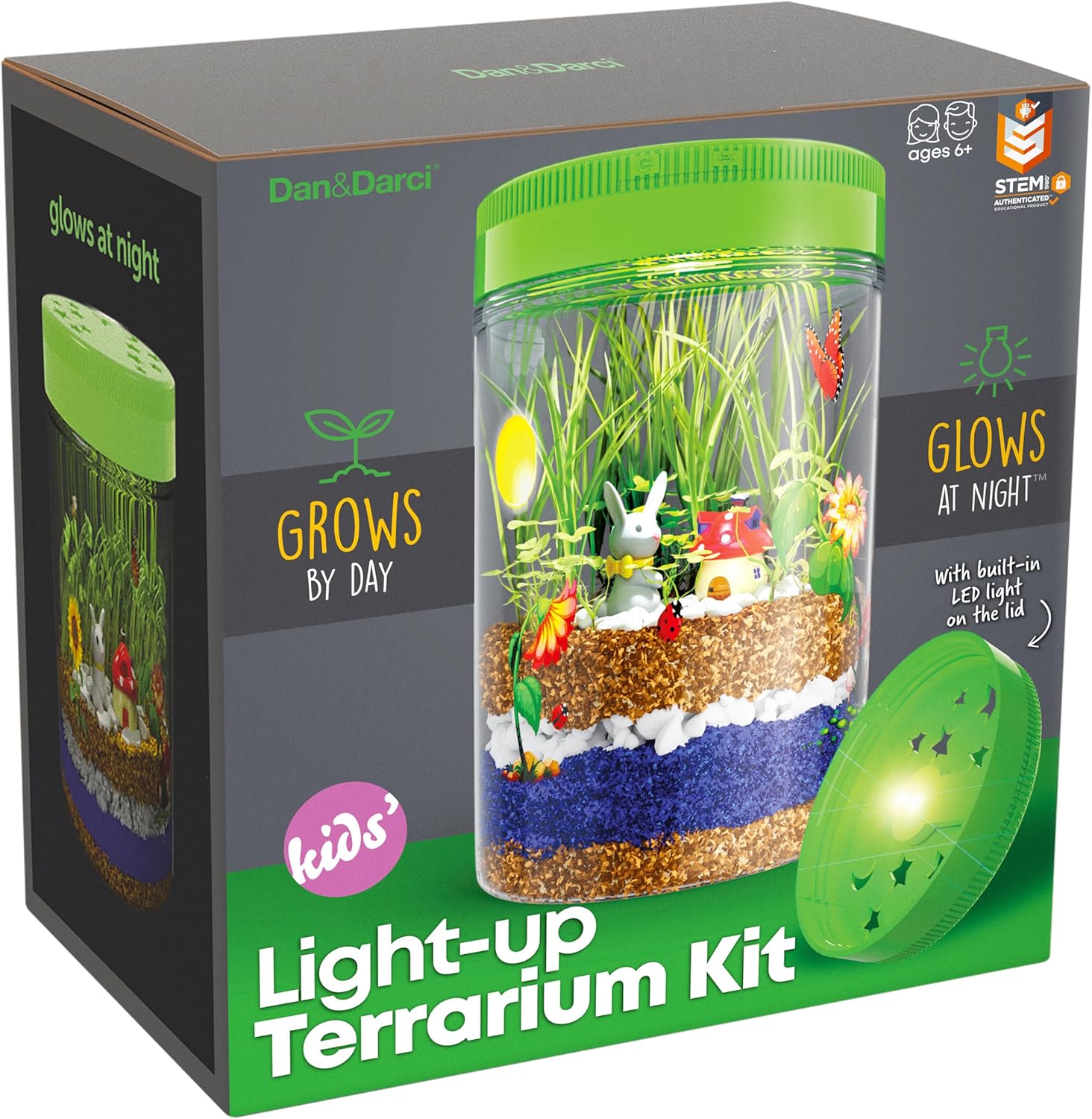 Dan&Darci Light-Up Terrarium Kit for Kids – STEM Science Kit – Educational DIY Toy for Boys & Girls – Birthday Gift – Craft Project Idea for Ages 6 7 8 9 10 11 12 Year Old – Craft for Boys