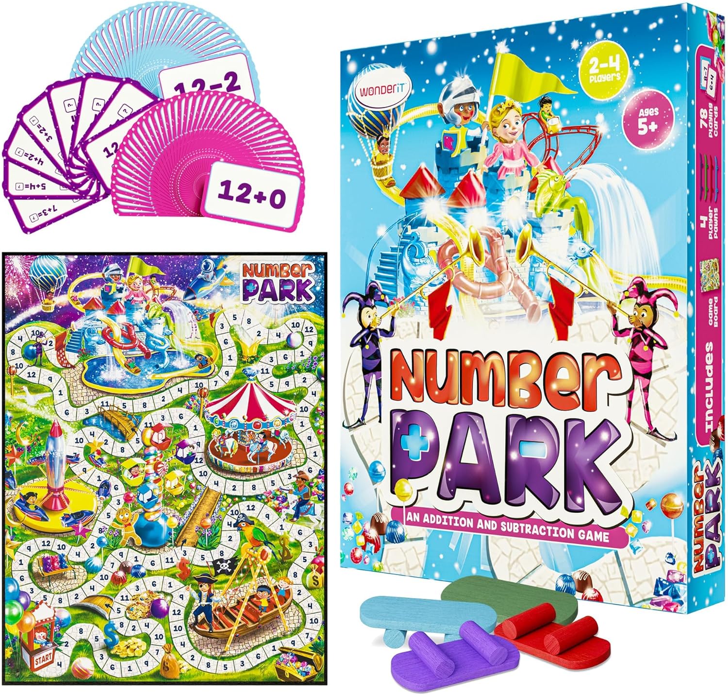 Number Park – Addition & Subtraction Math Board Game for Kids Ages 5-8 – Fun STEM Learning Game for Kindergarten, 1st & 2nd Grade, Homeschool & Classroom – 1-4 Players