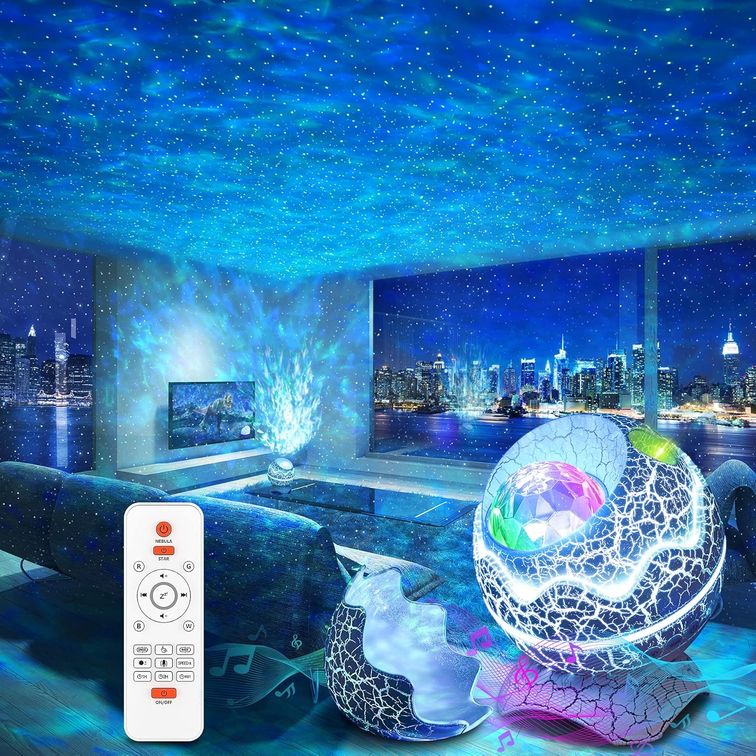 Rossetta Star Projector, Galaxy Projector for Bedroom Nebula Night Light Projector with White Noise, Bluetooth Speaker, Timer and Remote, Kids Room Decor, Birthday, Party, Gifts for Kids Teens Adults