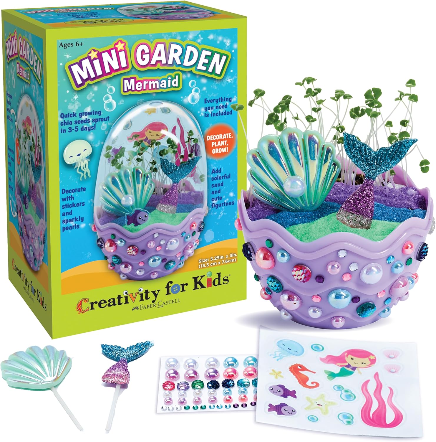 Creativity for Kids Mini Garden: Mermaid Terrarium Kit – Mermaid Gifts for Girls, Crafts and Toys, Stocking Stuffers for Kids (Ages 6+)