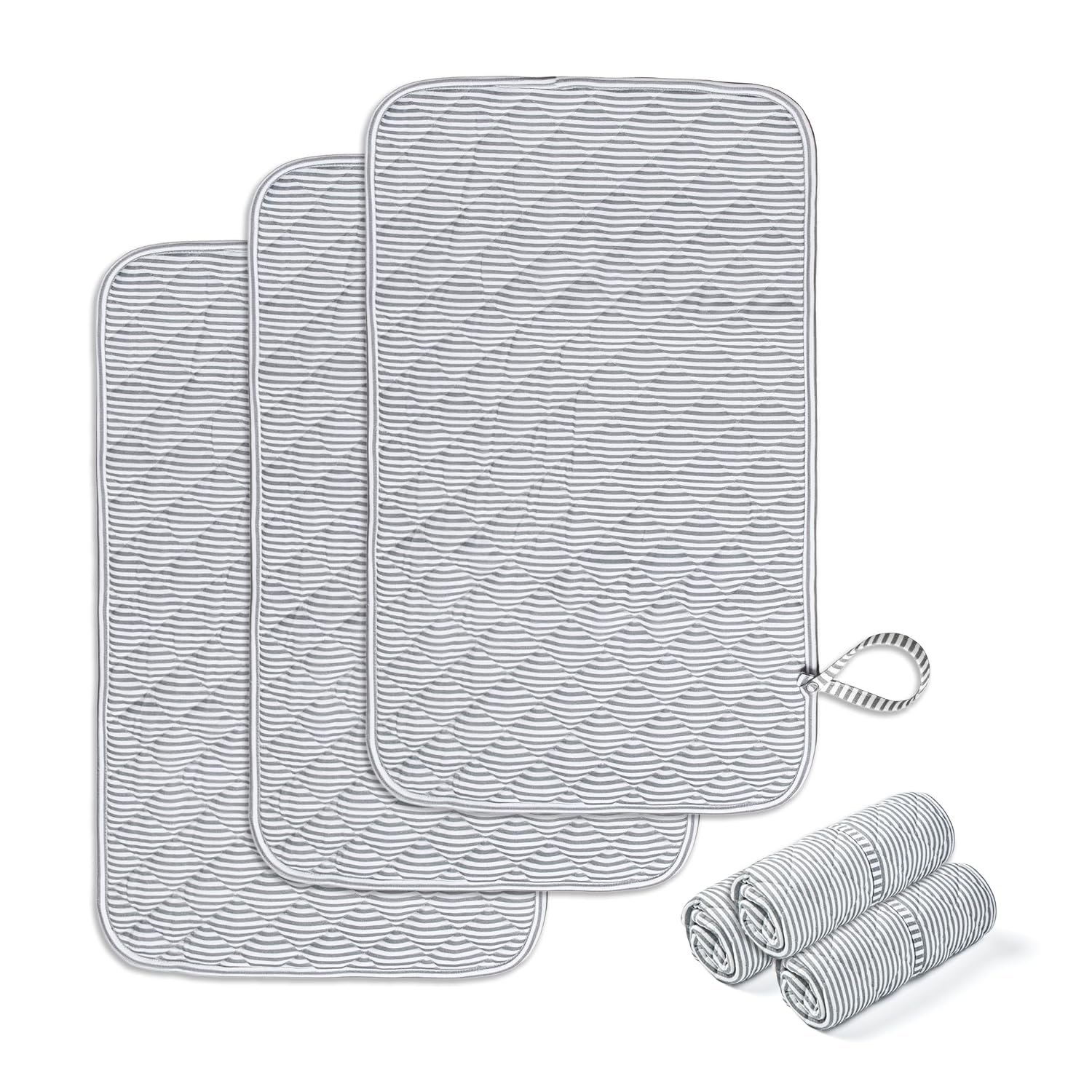 Spirich 3-Pack Reversible Changing Pad Liners, Waterproof & Wipeable Diaper Changing Mat, Thick Terry & 100% Cotton Knit, Portable Baby Changing Pad