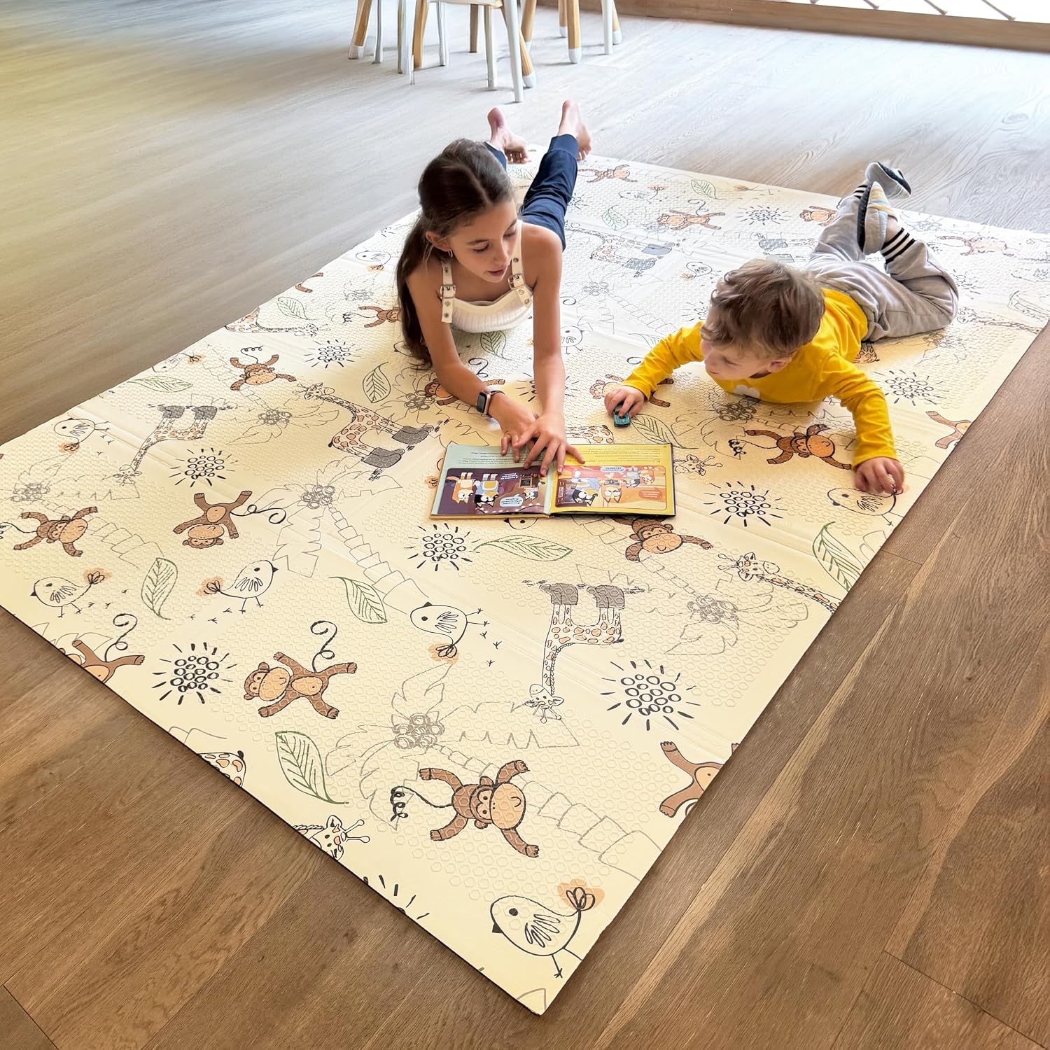 Miotetto Foldable Baby Play Mat – 78″x59″ Non-Toxic, Reversible, Waterproof, Portable Baby Mat for Floor, Foam mat for Easy Storage & Travel, Large playmat for Kids, Floor mat for Any Playroom