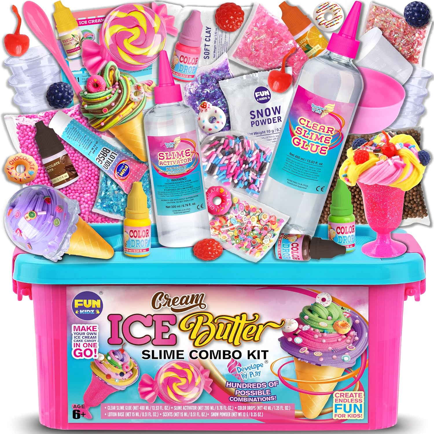 Gift Butter Slime Kit for Girls 10-12, FunKidz Ice Cream Soft Slime Making Kit Ages 8-12 Kids Slime Toys Ideal Birthday Party Present
