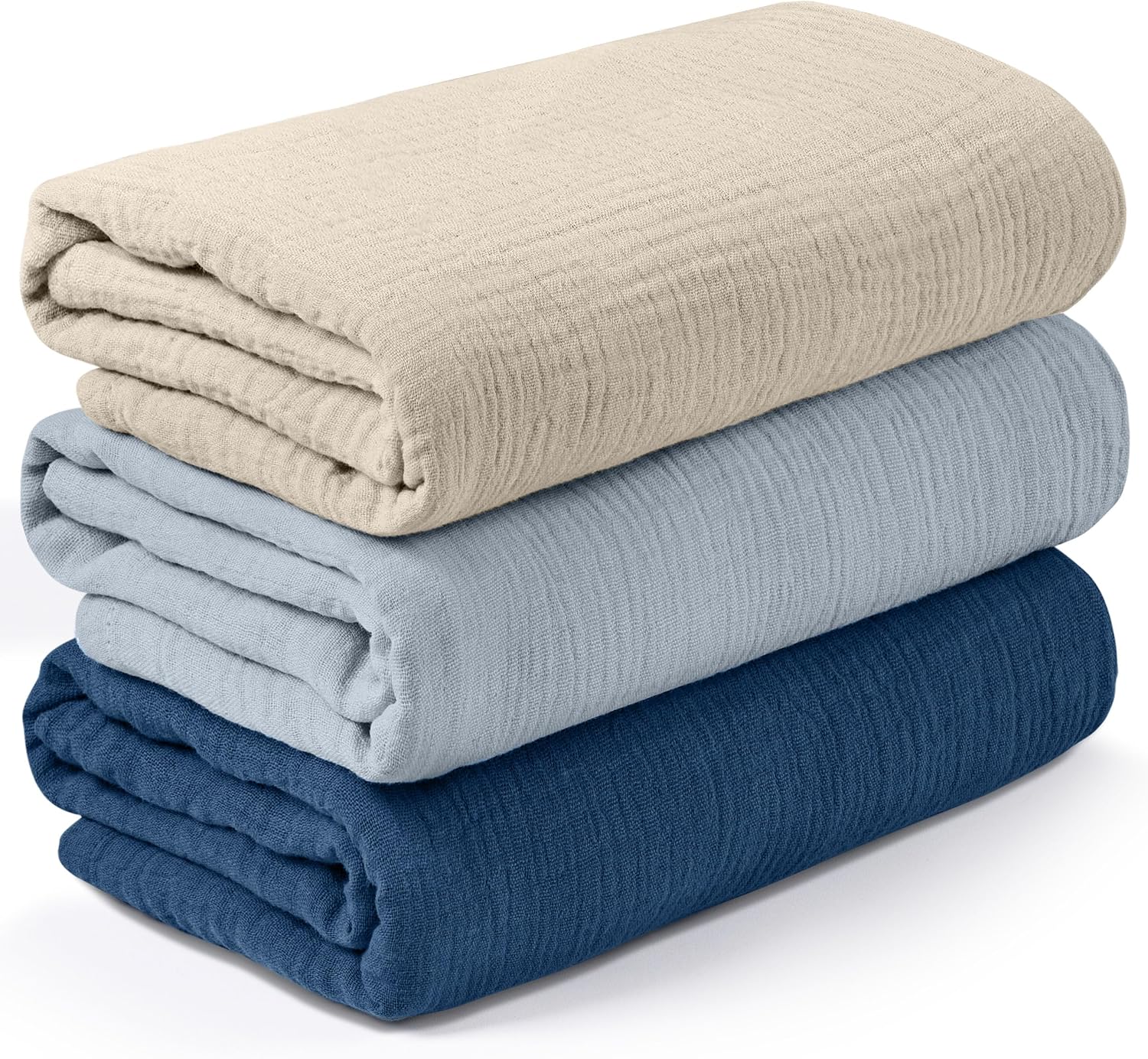Muslin Swaddle Blankets for Newborn, 3 Pack Breathable Soft Receiving Blanket, Large 38 x 40 inches Swaddle Wrap Burping Clothes Diapers, Essentials Infant Shower Items, Toddler Gift (Graceful Colors)