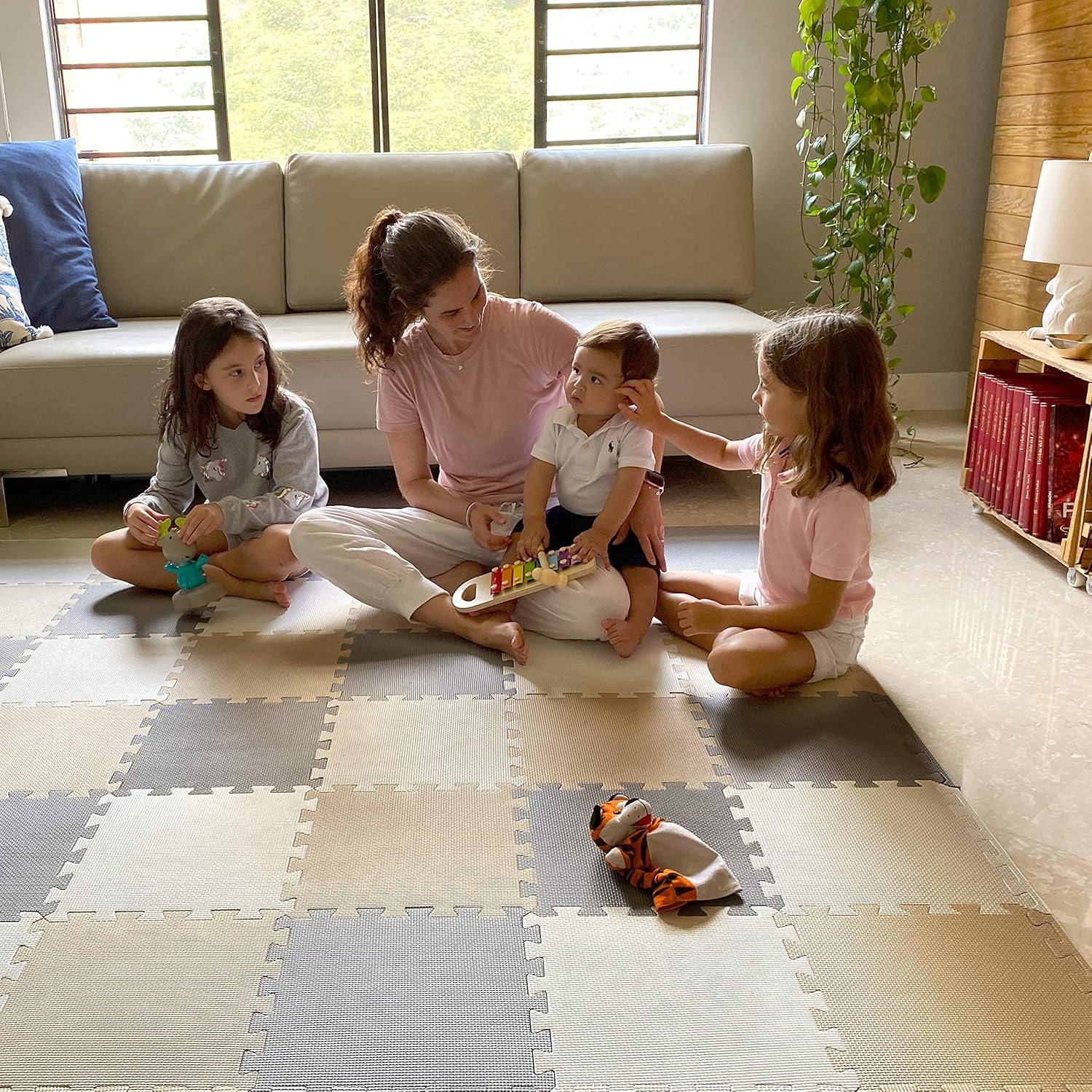 MioTetto Baby Play Mat, Soft Foam Floor Tiles for Kids. Adjustable Interlocking Foam Tiles, Fits with 50×50 Playpen Baby mat for Crawling & Development, Safe & Non-Toxic Playmat for Babies 6-12 Months