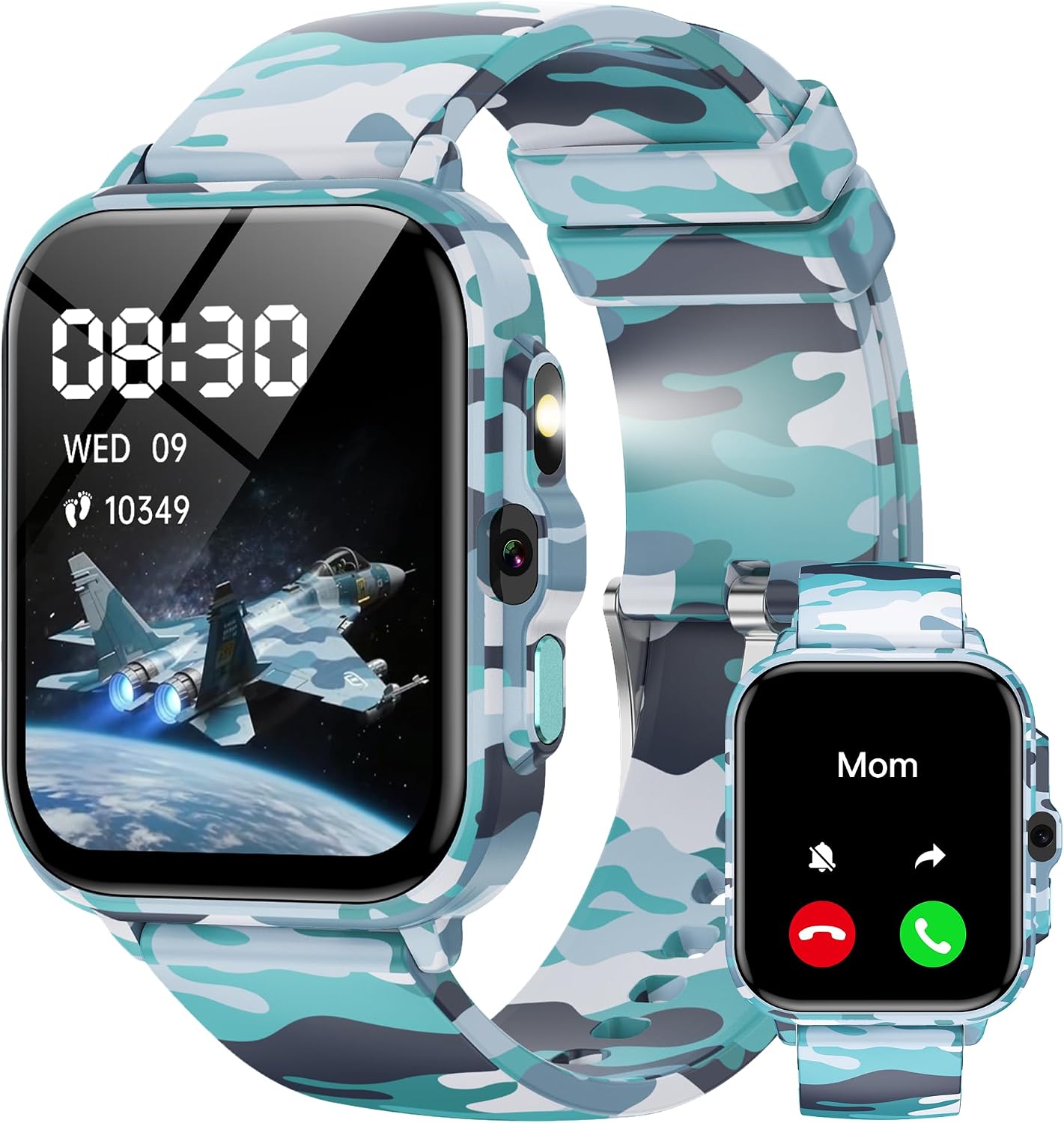 Smart Watch for Kids Boys Age 5-12, Ai Functions Games HD Touch Screen Watches with Video Camera Music Player Pedometer Heart Rate Sleep Tracker Christmas Birthday Gifts for Boys (Camouflage, 1.85″)